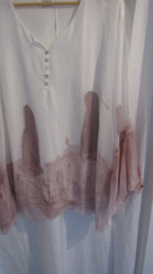 New Ladies Pink and White Silky Floaty Top One Size fits sizes 18 20 22 - Image 4