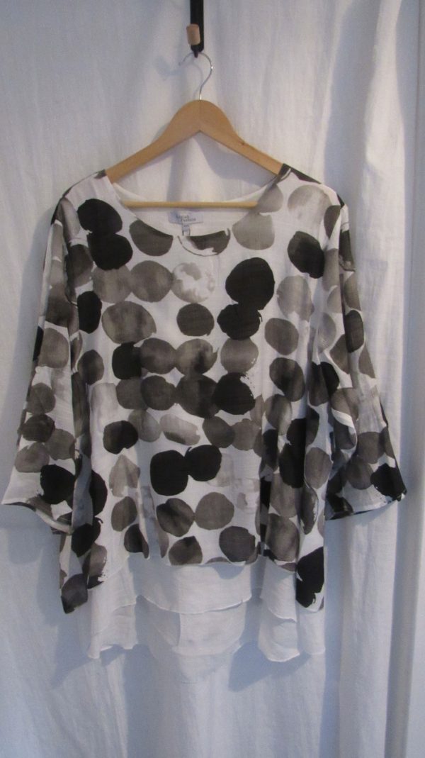 New Ladies Black Spot Top with Open Back One Size fits sizes 18 20 22