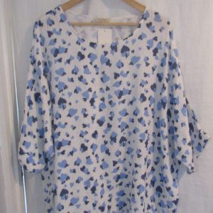 New Ladies Blue Heart Tunic Top One Size fits sizes 18 20 22