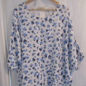 New Ladies Blue Heart Tunic Top One Size fits sizes 18 20 22