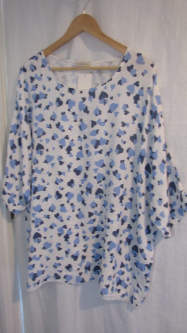 New Ladies Blue Heart Tunic Top One Size fits sizes 18 20 22 - Image 3