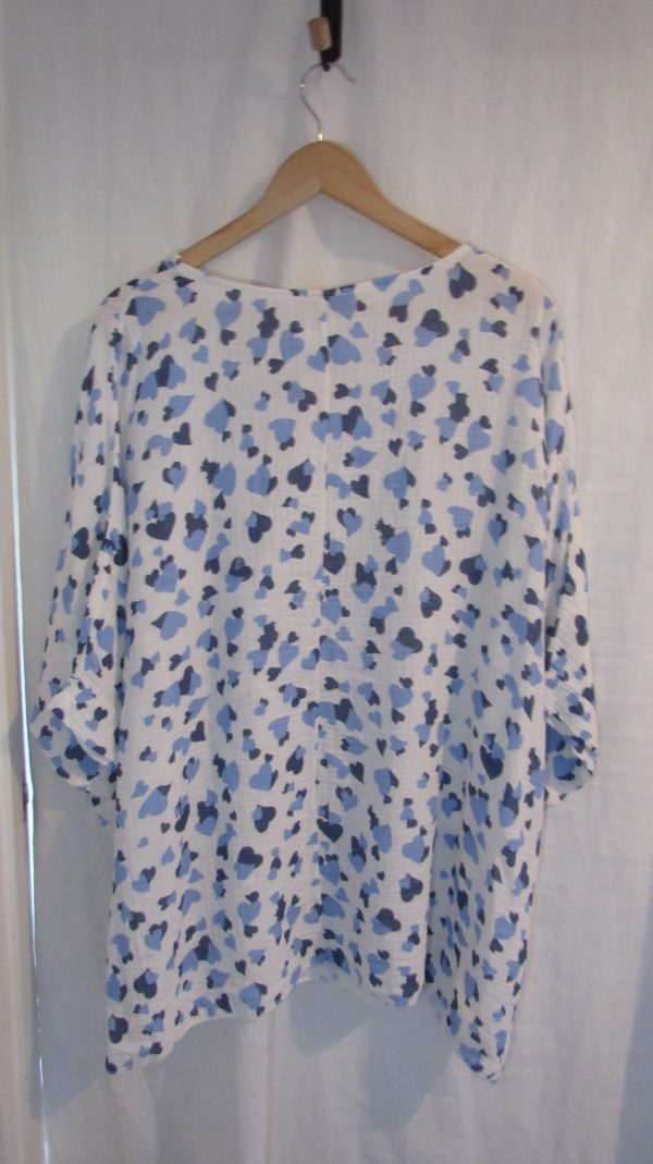 New Ladies Blue Heart Tunic Top One Size fits sizes 18 20 22 - Image 5