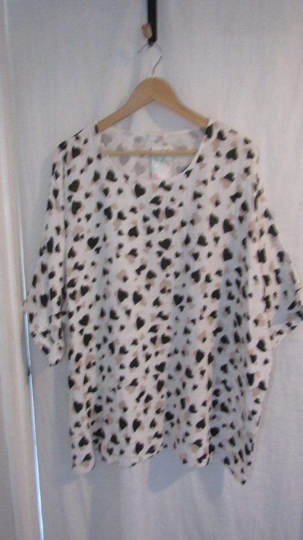New Ladies Black Heart Tunic Top One Size fits sizes 18 20 22