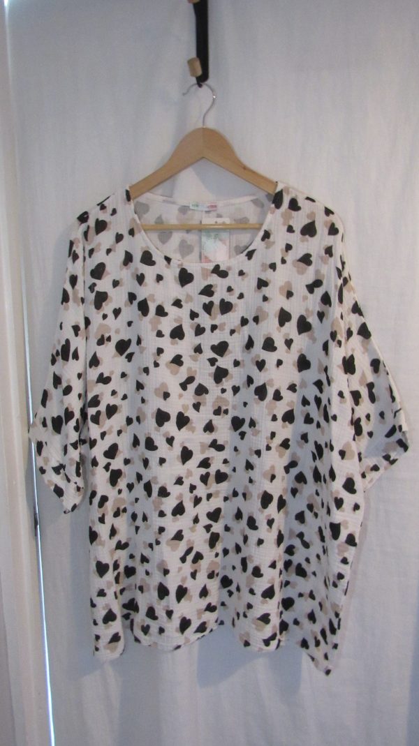 New Ladies Black Heart Tunic Top One Size fits sizes 18 20 22 - Image 2