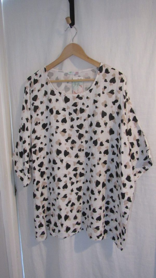 New Ladies Black Heart Tunic Top One Size fits sizes 18 20 22 - Image 3