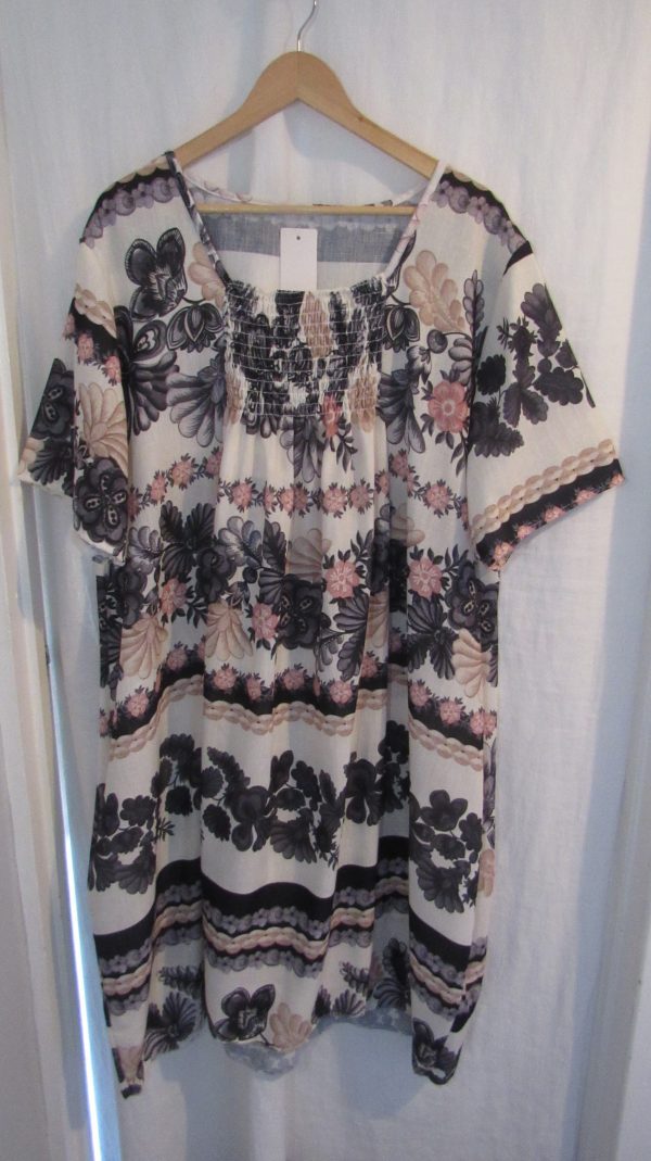New Ladies Black Floral Square Neckline Dress One Size fits sizes 18 20 22 24 - Image 2