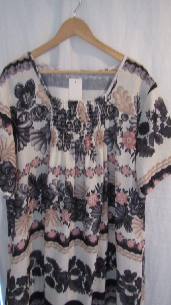 New Ladies Black Floral Square Neckline Dress One Size fits sizes 18 20 22 24 - Image 3