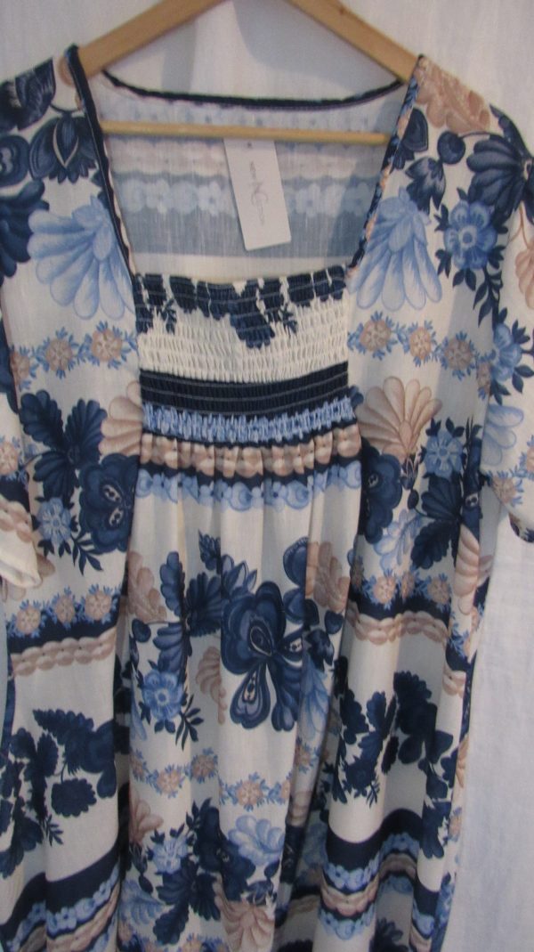 New Ladies Blue Floral Square Neckline Dress One Size fits sizes 18 20 22 240 - Image 3