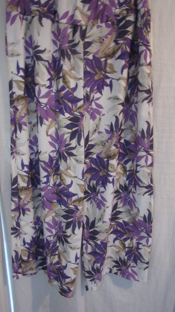 New Ladies Purple Floral Palazzo Trousers One Size fits sizes 20 22 - Image 5