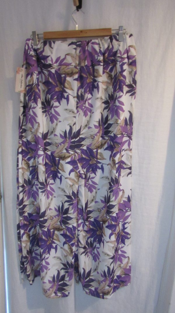 New Ladies Purple Floral Palazzo Trousers One Size fits sizes 20 22 - Image 6