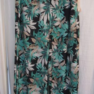 New Ladies Green with Black Floral Palazzo Trousers One Size fits sizes 20 22