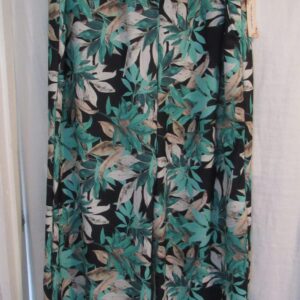 New Ladies Green with Black Floral Palazzo Trousers One Size fits sizes 20 22