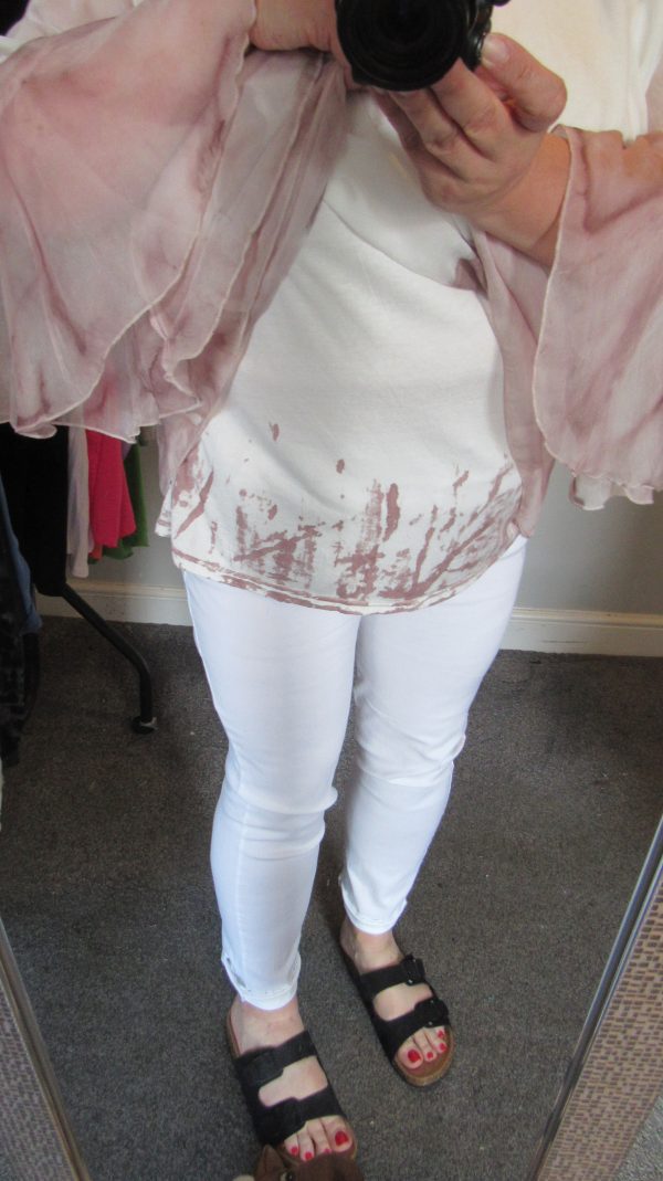 New Ladies Pink and White Silky Floaty Top One Size fits sizes 18 20 22 - Image 8