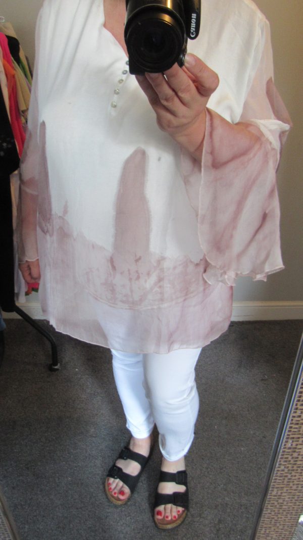 New Ladies Pink and White Silky Floaty Top One Size fits sizes 18 20 22 - Image 10