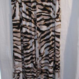 New Ladies Brown Zebra Print Silky Palazzo Wide Leg Trousers One size fits sizes 18 20 22