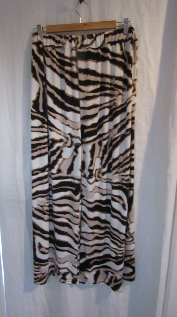 New Ladies Brown Zebra Print Silky Palazzo Wide Leg Trousers One size fits sizes 18 20 22 - Image 5