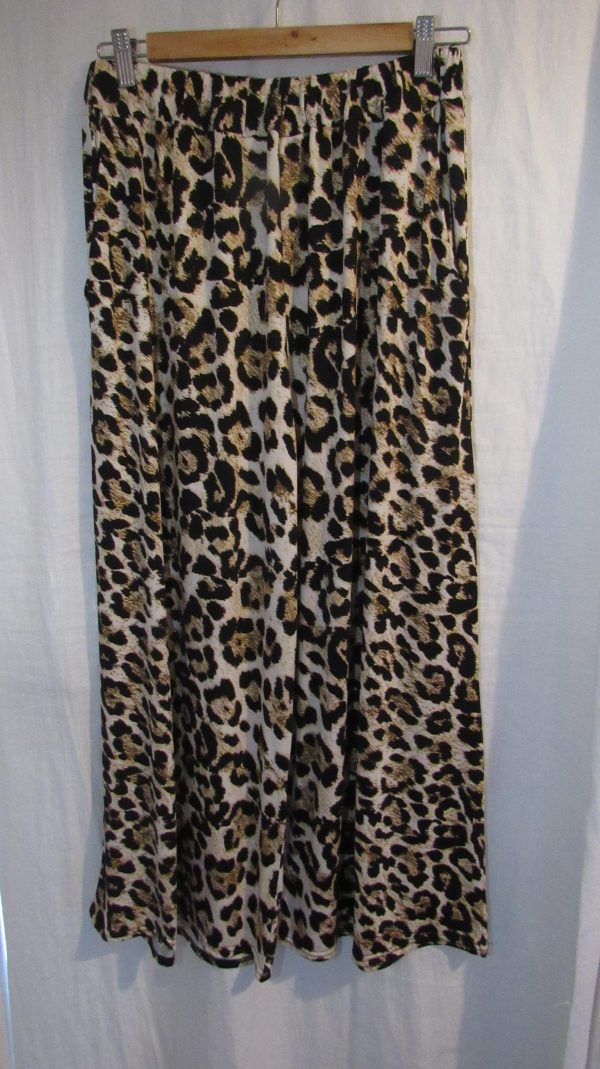New Ladies Leopard Silky Palazzo Wide Leg Trousers One size fits sizes 18 20 22 - Image 2