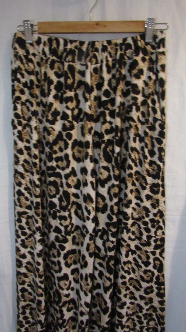 New Ladies Leopard Silky Palazzo Wide Leg Trousers One size fits sizes 18 20 22 - Image 3