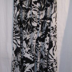 New Ladies Black with White Silky Palazzo Wide Leg Trousers One size fits sizes 18 20 22