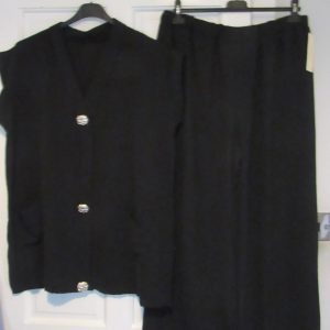 New Ladies Black 2 Piece Set Trousers and Top One Size fits sizes 14 16 18 20