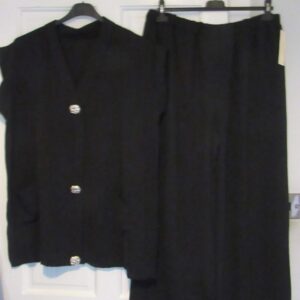 New Ladies Black 2 Piece Set Trousers and Top One Size fits sizes 14 16 18 20