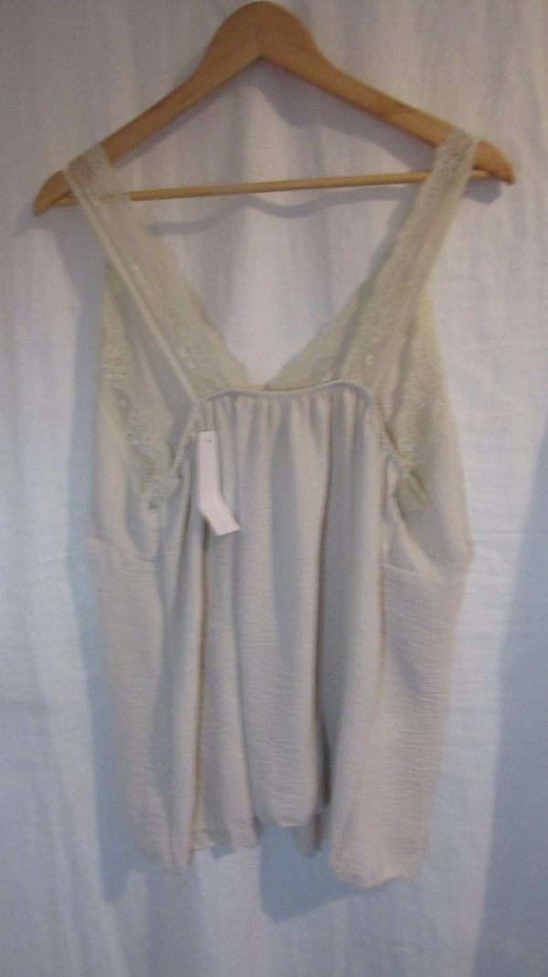 SALE SALE SALE New Ladies Beige V Neck Lacy Edged Top One size fits sizes 16 18 20 22 NON RETURNABLE - Image 5