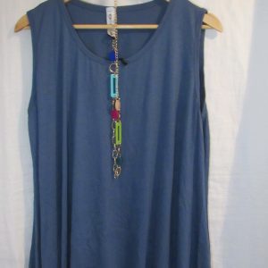 New Sleeveless Womens Denim Blue Top One Size fits sizes 16 18 20 22