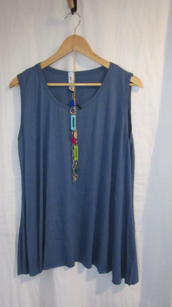 New Sleeveless Womens Denim Blue Top One Size fits sizes 16 18 20 22