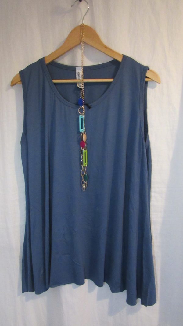 New Sleeveless Womens Denim Blue Top One Size fits sizes 16 18 20 22 - Image 4
