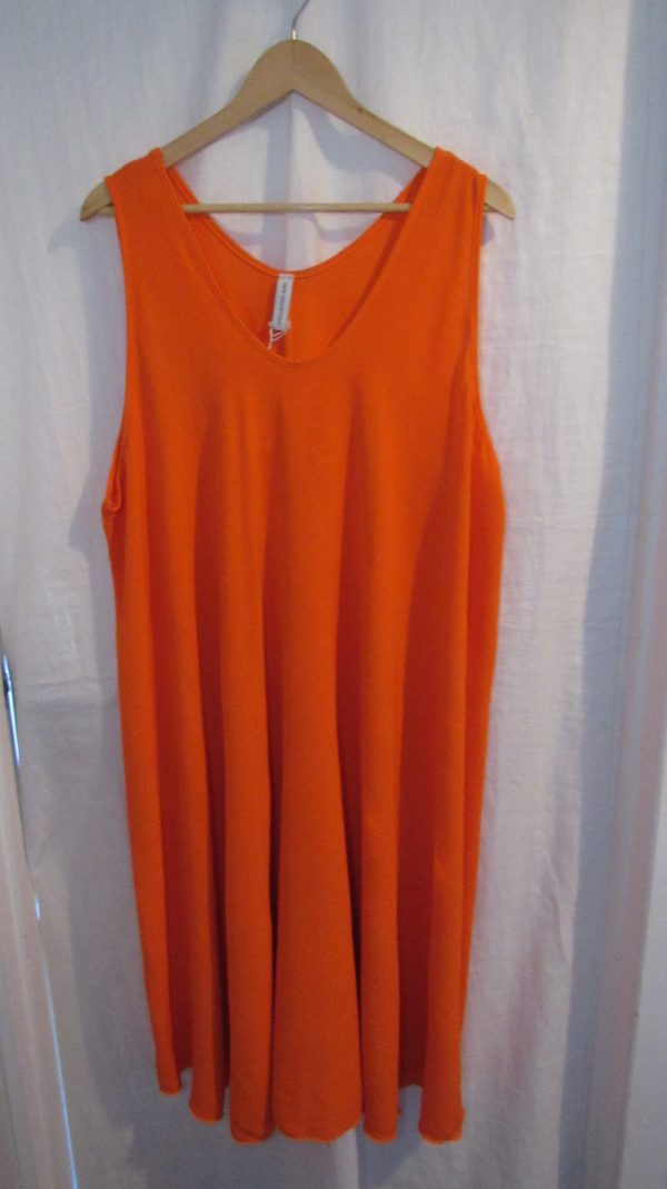 New Ladies Orange Sleeveless Swing Dress One Size fits sizes 18 20 22 24