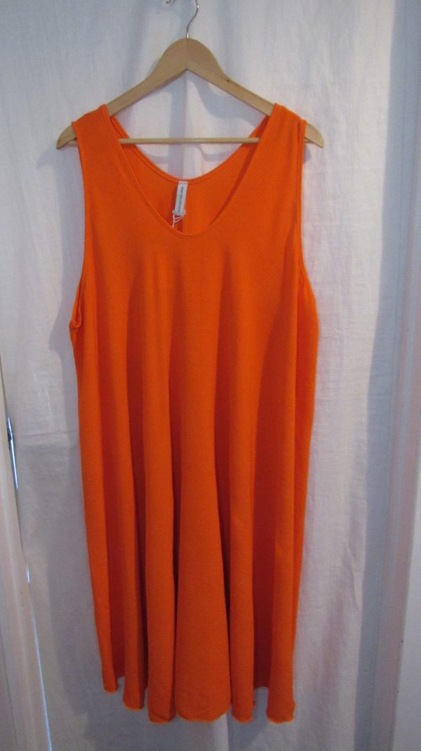 New Ladies Orange Sleeveless Swing Dress One Size fits sizes 18 20 22 24 - Image 2