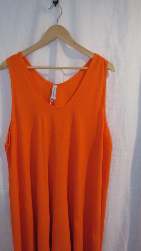 New Ladies Orange Sleeveless Swing Dress One Size fits sizes 18 20 22 24 - Image 3