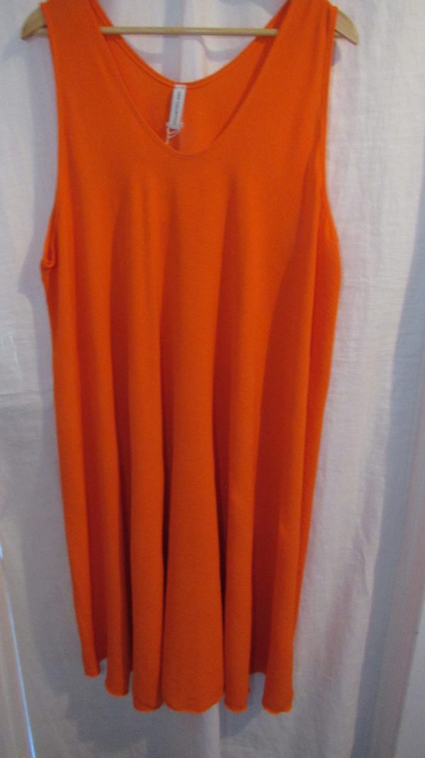 New Ladies Orange Sleeveless Swing Dress One Size fits sizes 18 20 22 24 - Image 4
