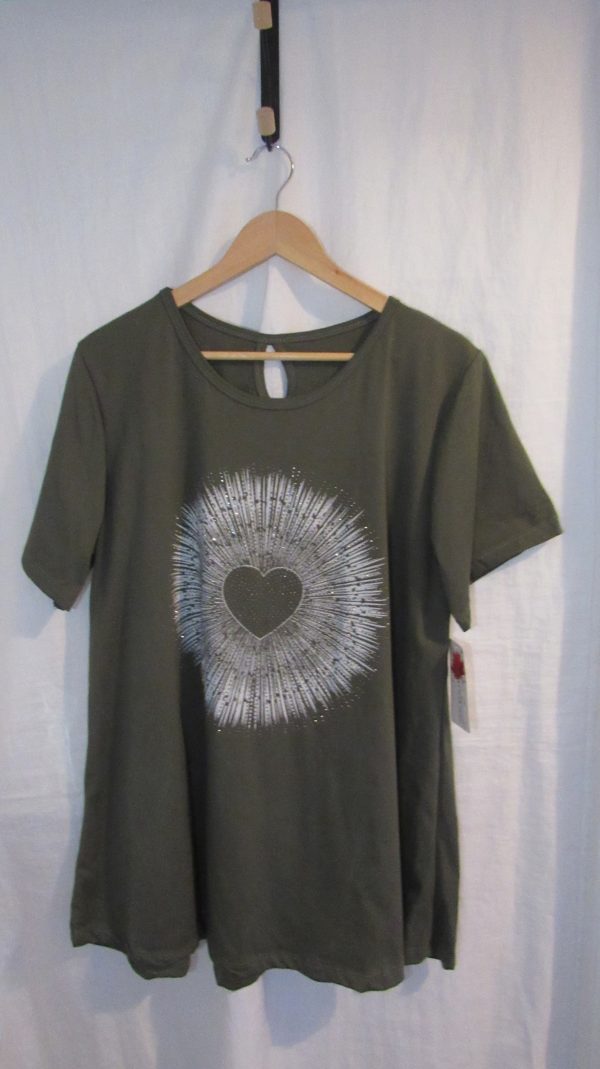 New Khaki Green Detail T-shirt One Size fits sizes 16 18 20 22
