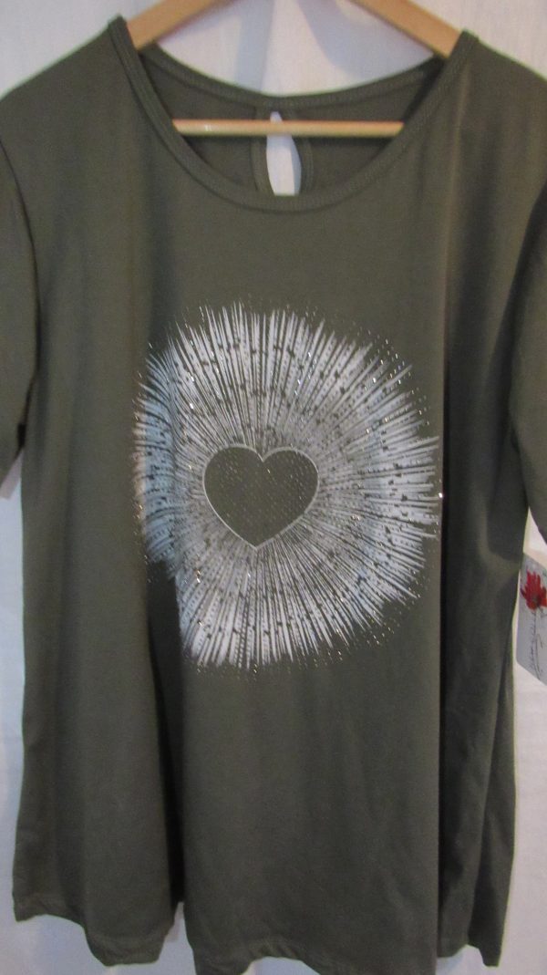 New Khaki Green Detail T-shirt One Size fits sizes 16 18 20 22 - Image 3