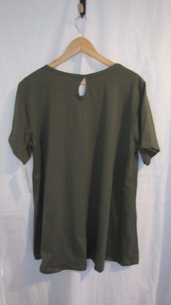 New Khaki Green Detail T-shirt One Size fits sizes 16 18 20 22 - Image 4