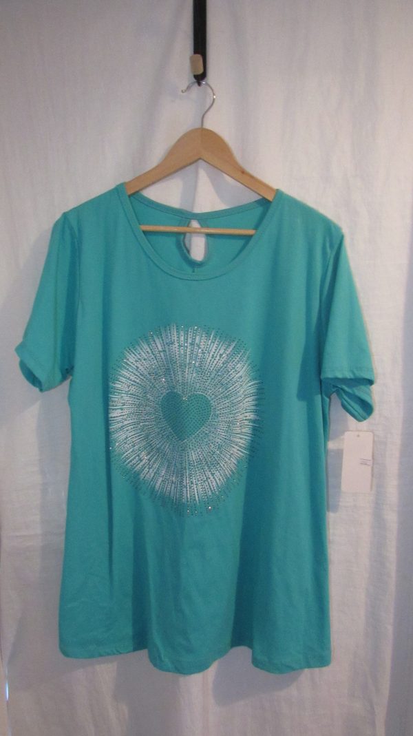 New Turquoise Detail T-shirt One Size fits sizes 16 18 20 22 - Image 2