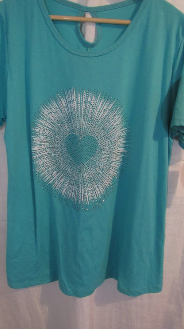 New Turquoise Detail T-shirt One Size fits sizes 16 18 20 22 - Image 3