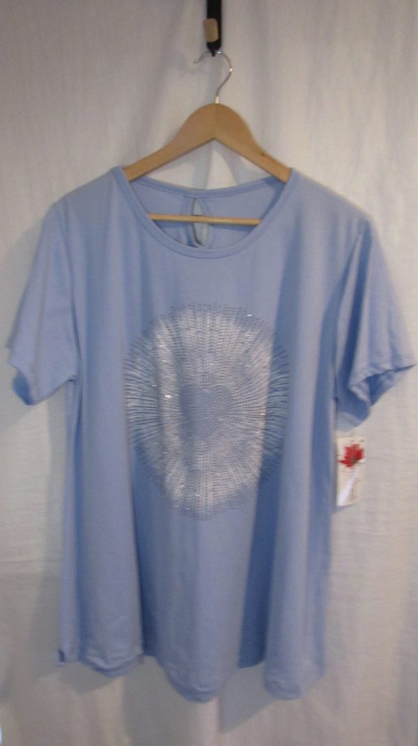 New Pale Blue Detail T-shirt One Size fits sizes 16 18 20 22 - Image 2