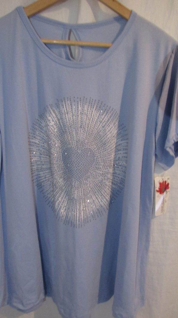 New Pale Blue Detail T-shirt One Size fits sizes 16 18 20 22 - Image 3