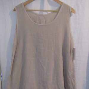 New Ladies Beige Sleeveless Floral Trim Top One size fits sizes 14 16 18 20