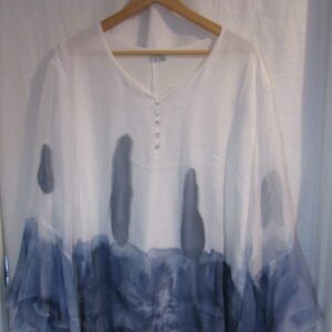 New Ladies Blue and White Silky Floaty Top One Size fits sizes 18 20 22