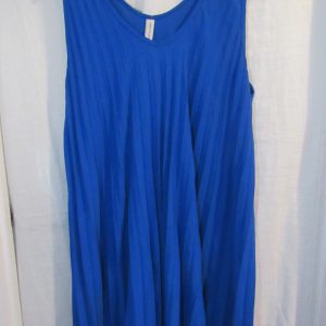 New Ladies Royal Blue Pleated Sleeveless Swing Dress One Size fits sizes 18 20 22 24