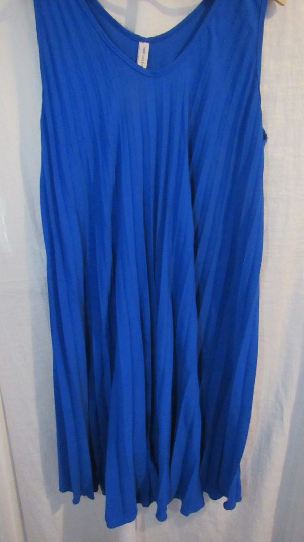 New Ladies Royal Blue Pleated Sleeveless Swing Dress One Size fits sizes 18 20 22 24 - Image 4