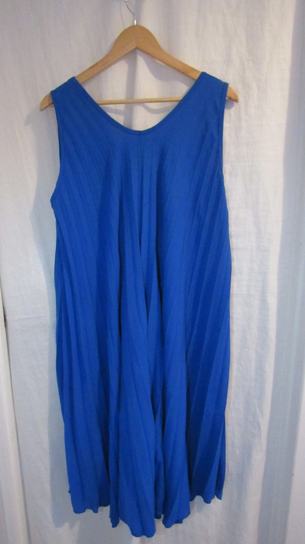 New Ladies Royal Blue Pleated Sleeveless Swing Dress One Size fits sizes 18 20 22 24 - Image 5