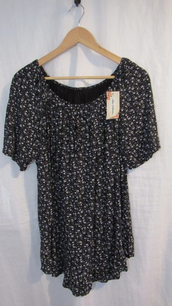 New Ladies Black Floral Frill Top One size fits sizes 16 18 20 22 - Image 7