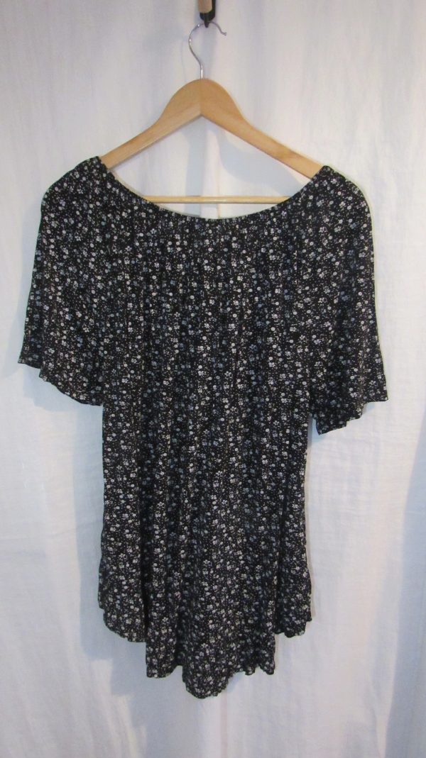 New Ladies Black Floral Frill Top One size fits sizes 16 18 20 22 - Image 8