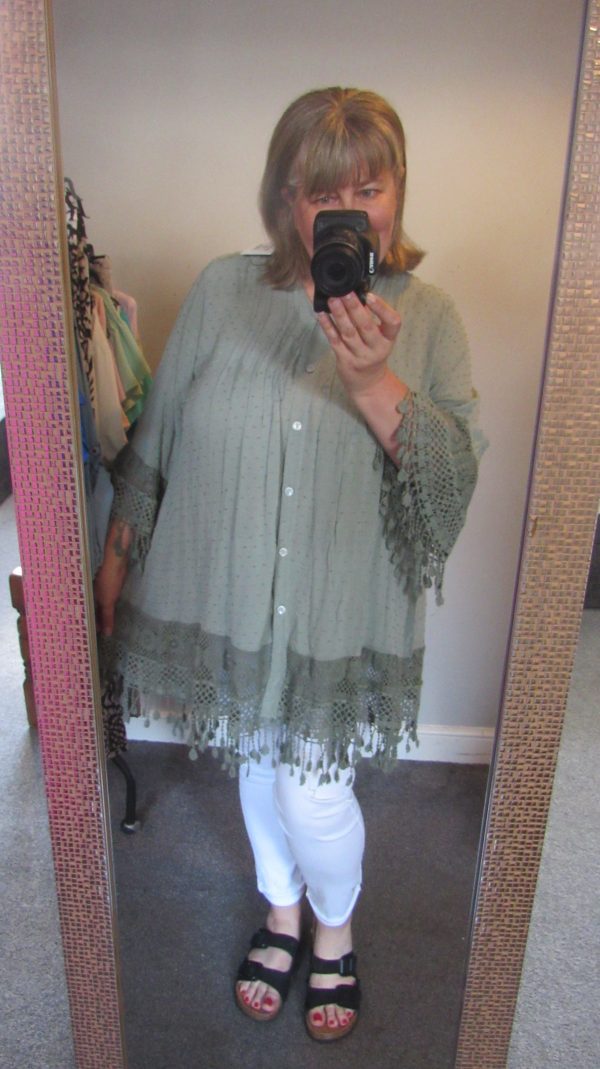 SALE SALE SALE New Ladies Khaki Tassel Button Up Blouse One Size fits sizes 16 18 20 22 NON RETURNABLE - Image 6
