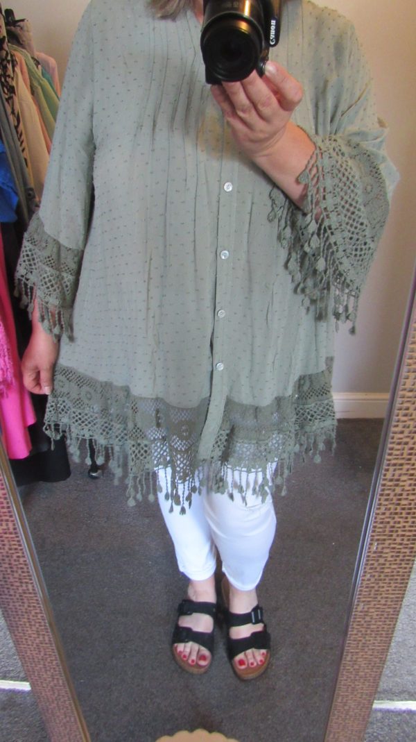 SALE SALE SALE New Ladies Khaki Tassel Button Up Blouse One Size fits sizes 16 18 20 22 NON RETURNABLE - Image 9