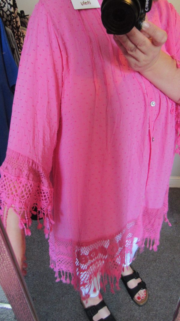 New Ladies Cerise Pink Tassel Button Up Blouse One Size fits sizes 16 18 20 22 - Image 8